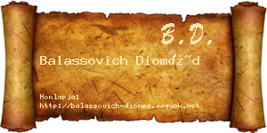 Balassovich Dioméd névjegykártya